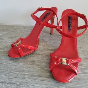 LAST CHANCE:Ralph Lauren red sandals heels, size 8